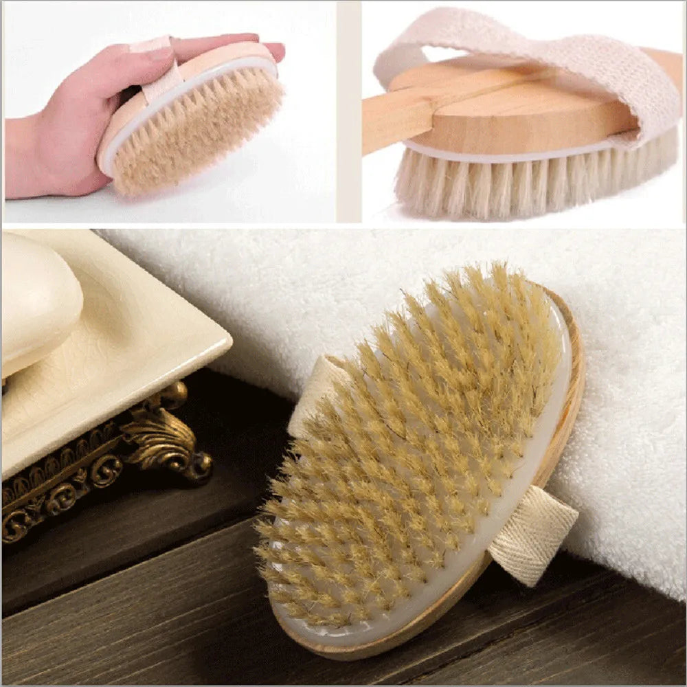 Wooden Long Handle Body Shower Brush – Exfoliating & Massage Body Shower Brush Babs