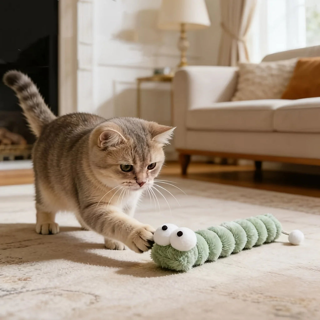 Caterpillar Cat Plush Toy – Soft Chew & Cuddle Kitten Toy Plush Cat Toy Babs