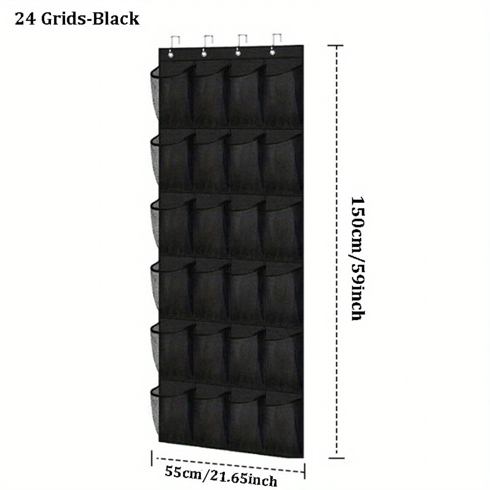 Over Door Shoe Organizer – 24 Large Breathable Mesh Pockets Door Shoe Organizer Babs 24 Grids-Black