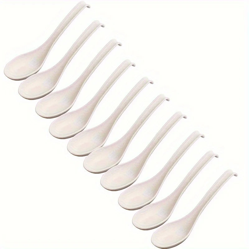 10-Pack Premium Plastic Spoons – Extra-Long Handle for Soup & Noodles Plastic Serving Spoons Babs 10pcs