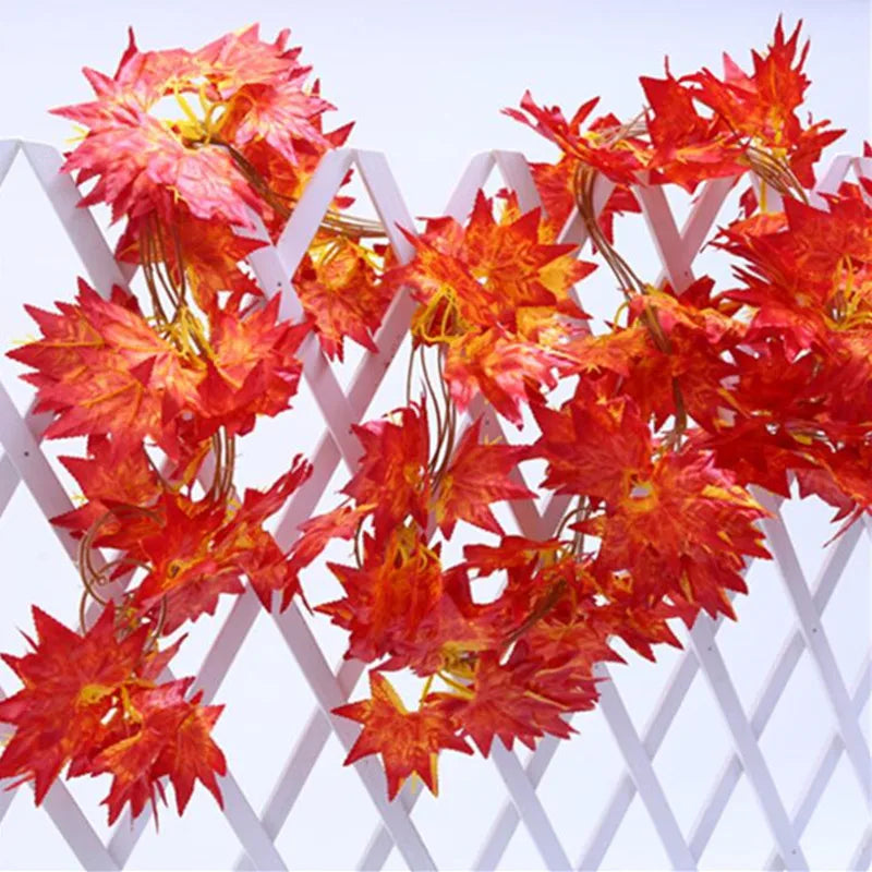 24pcs Red Maple Leaf Vine Garland – Artificial Rattan Decor Artificial Leaf Garland Babs
