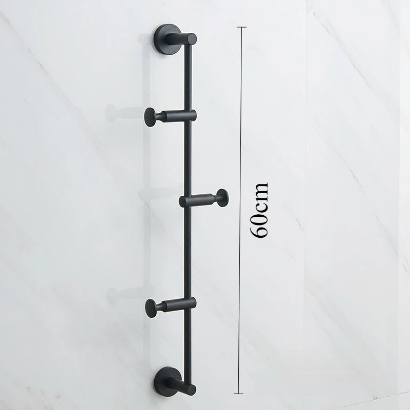 Wall Mounted Brass Coat Rack – 6-Hook Adjustable Metal Hanger Wall Coat Rack Babs Black-3 Hooks
