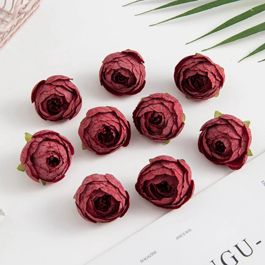 40/80Pcs Silk Tea Rose Buds – Artificial Flowers for Weddings & Decor Artificial Silk Flowers Babs Red 40 pieces