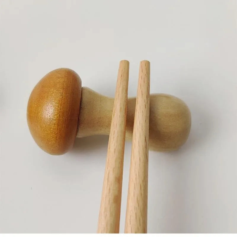 Wooden Mushroom Chopstick Holder & Utensil Rest | Table Decor Chopstick Rest Babs Yellow