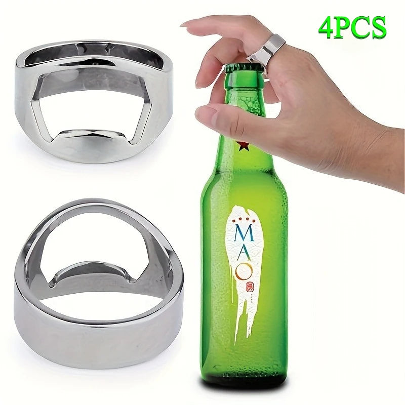 4-Piece Stainless Steel Ring Bottle Opener Set – Beer & Soda Bottle Opener Set Babs 4PCS