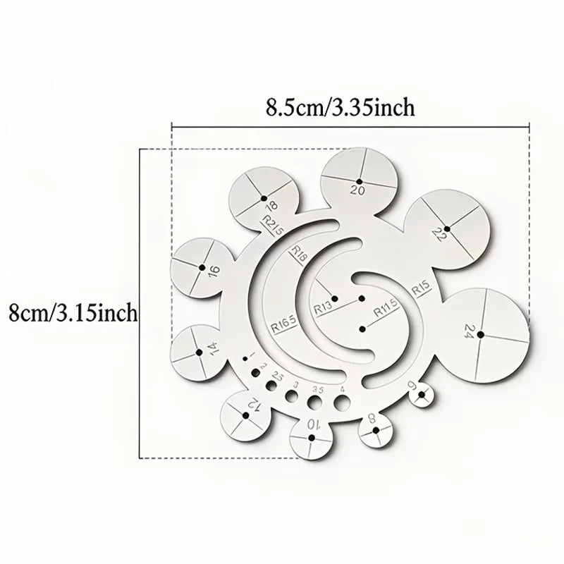 11-in-1 Stainless Steel Radius Template Ruler & Arc Gauge Radius Template Ruler Babs 1Pc
