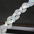 5M Laser Glitter Sequin Trim 1.5cm Flat Paillettes for Sewing Sequin Sewing Trim Babs shiny silver