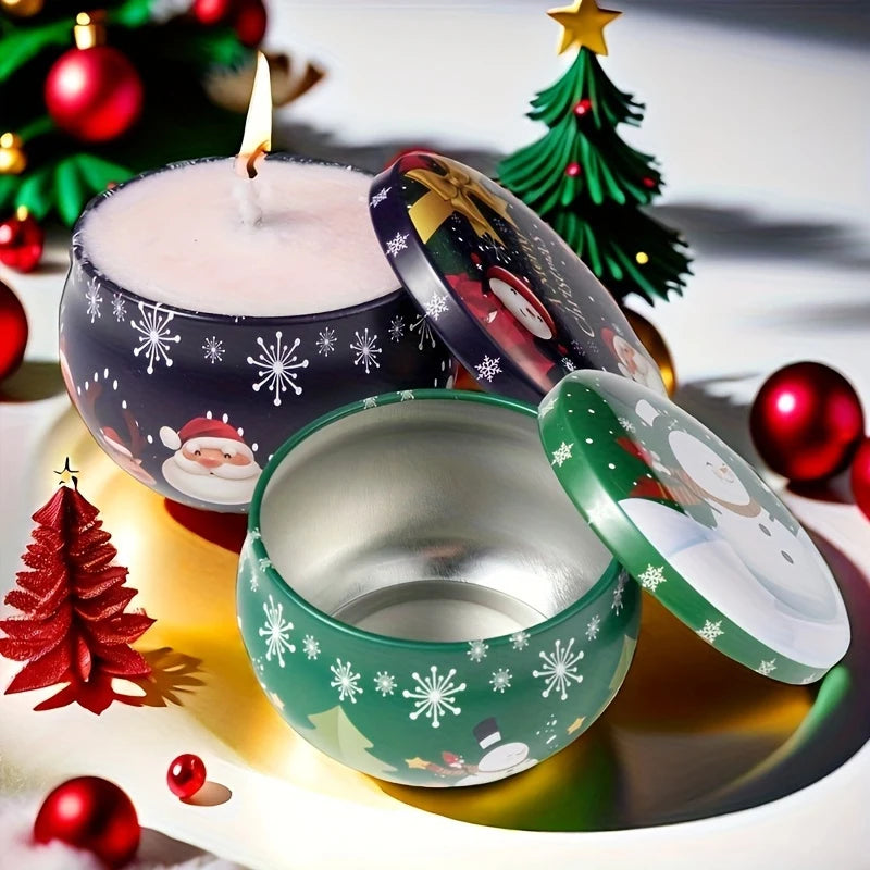 Round Christmas Tinplate Tins with Lids – DIY Candle Making Candle Making Tins Babs