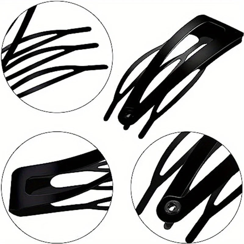 8Pcs 3 Prong Snap Hair Clips Water Drop Metal Barrettes Set Hair Clips Barrettes Babs