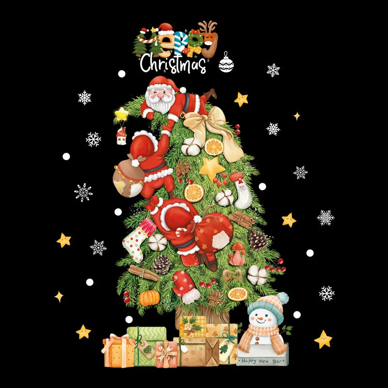 Christmas Window Stickers – Santa, Snowflake & Xmas Tree Decals Holiday Wall Decals Babs B06