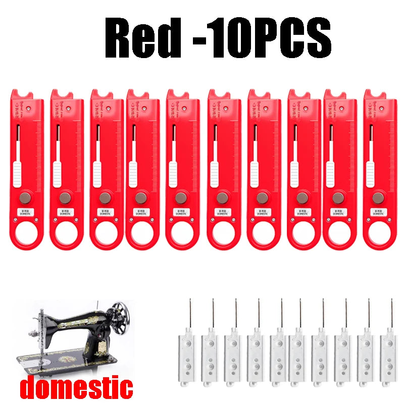 Automatic Needle Threader with Magnifier & Ruler | Sewing Tool Needle Threader Tool Babs Red domestic-10PCS