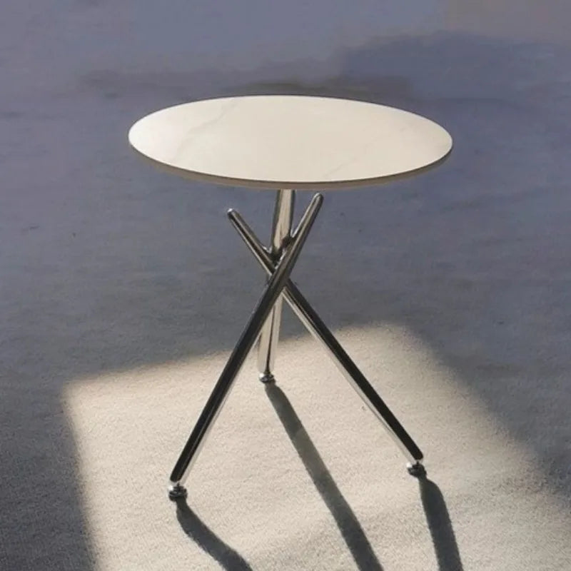 Modern Round Side Table – Stainless Steel & Rock Slab Top Round Side Table Babs