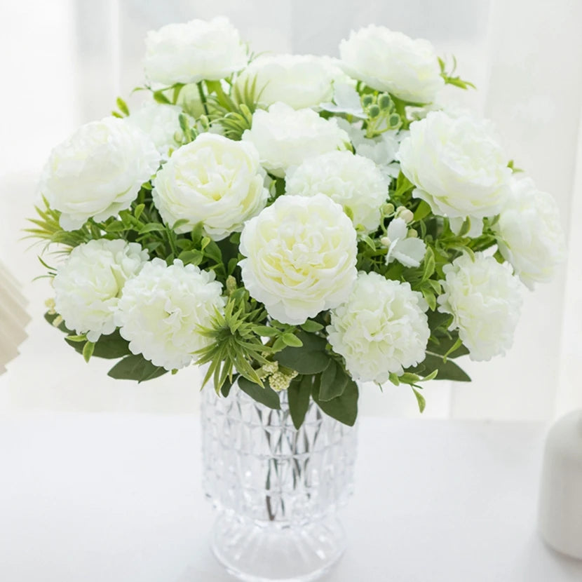 Artificial Silk Peony Chrysanthemum Bouquet – Wedding Home Decor Artificial Flower Bouquet Babs