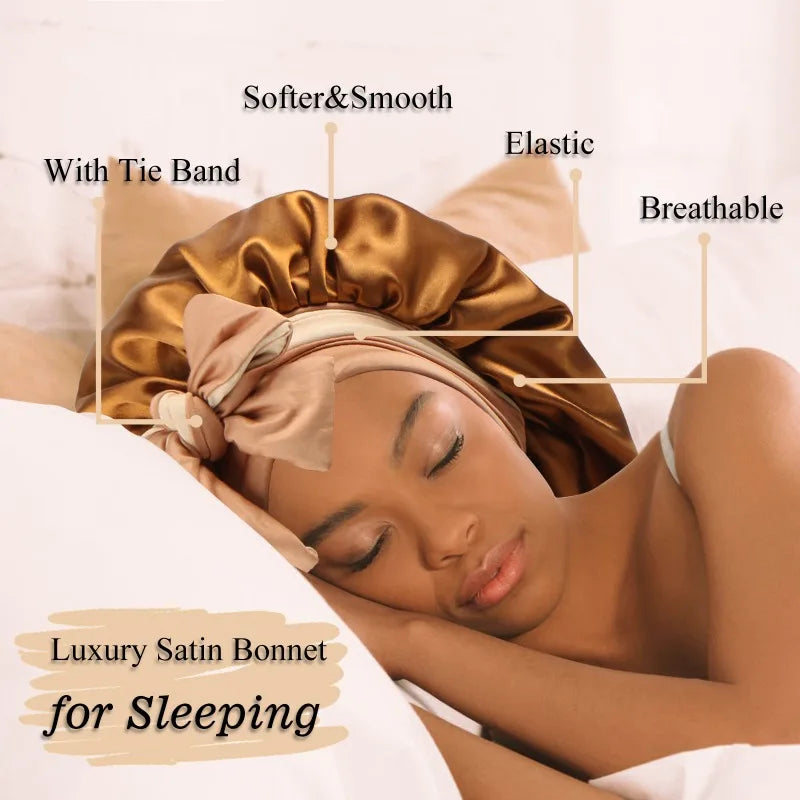 Double Layer Elastic Bow Sleep Hair Cap Turban – Unisex Sleep Hair Cap Babs