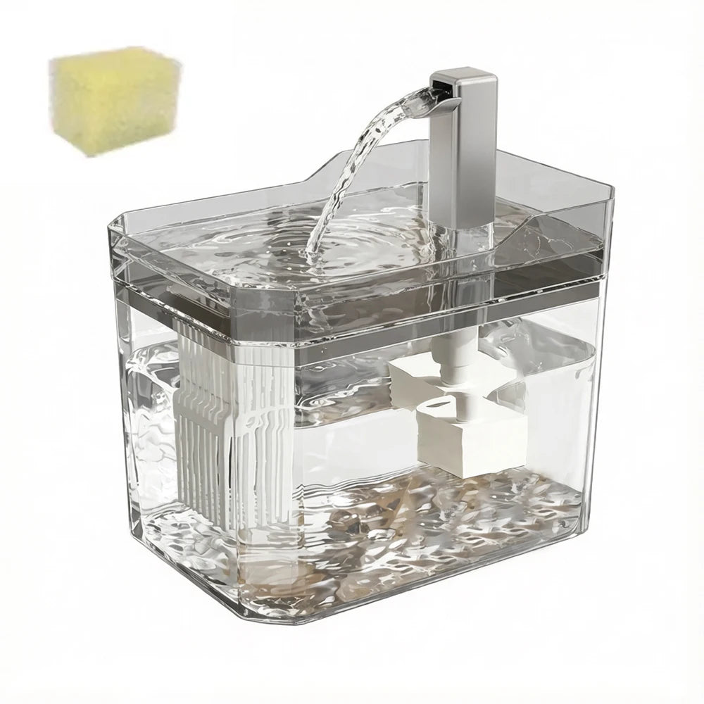 Cat Water Fountain – Auto Filter, Transparent & Anti-Dry Pump Cat Water Fountain Babs Grey 1pc 1.5L|USB Type-C