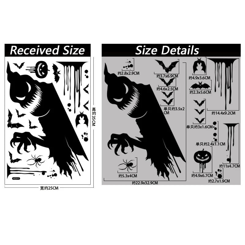 Halloween Removable Wall & Window Stickers – Bat Ghost Pumpkin Halloween Wall Stickers Babs 1