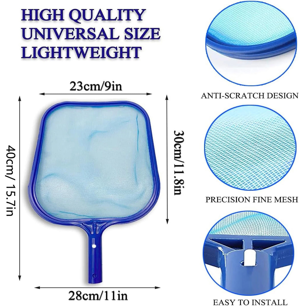 Pool Leaf Skimmer Net – 186cm Aluminum Pole, Fine Nylon Mesh Pool Leaf Skimmer Babs