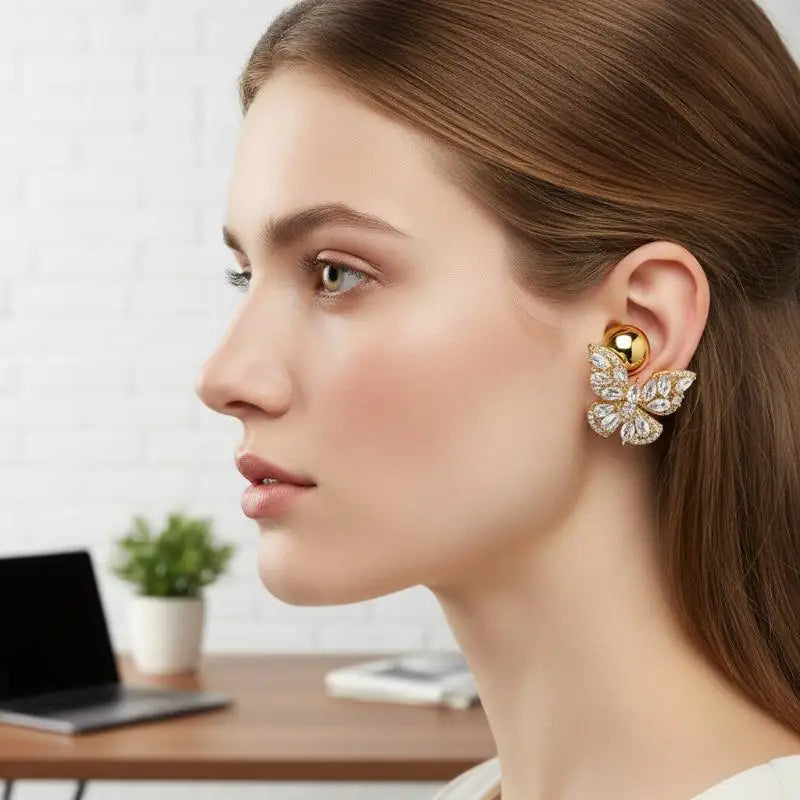 Butterfly Ear Cuff Clip – Cubic Zirconia Rhinestone, No Piercing Ear Cuff Clip Babs
