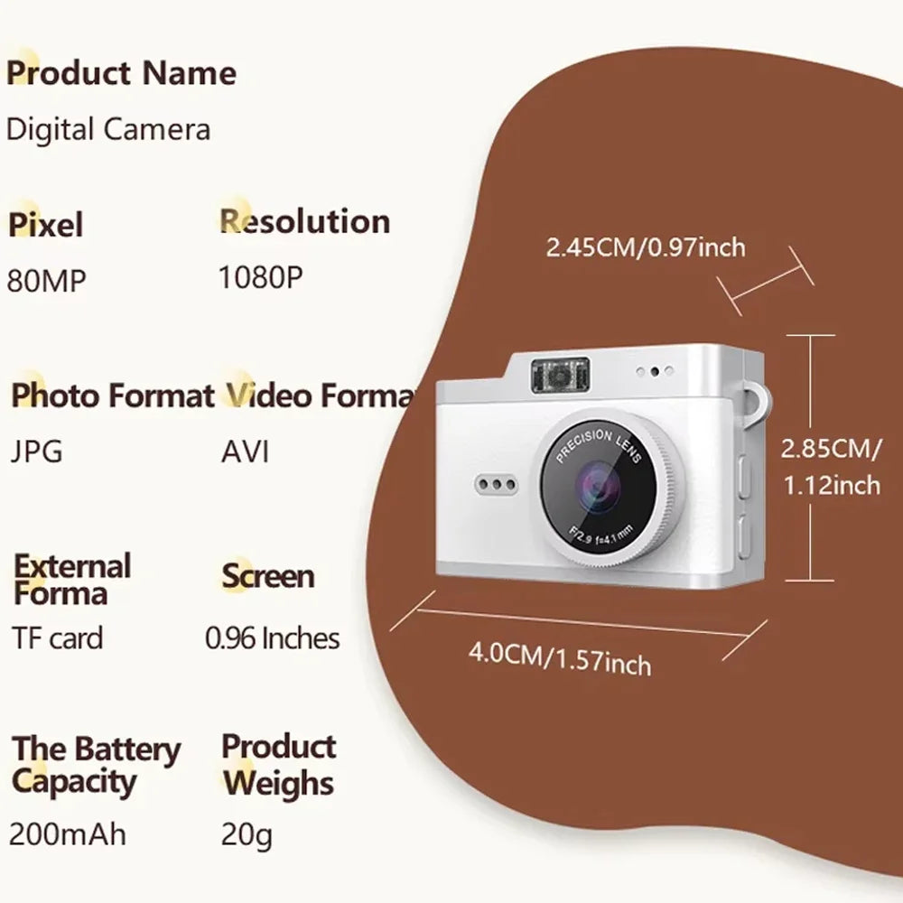 KEBIDUMEI 1080P Mini Retro Pocket Camera with LED Flashlight Mini Pocket Camera Babs