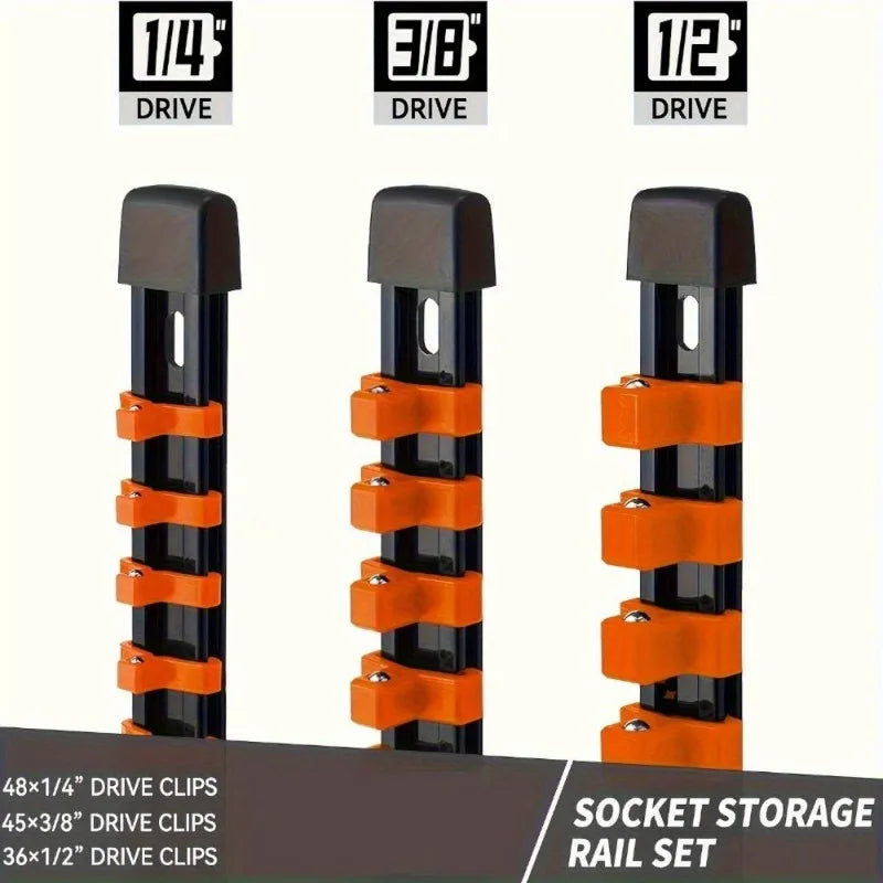 3-Piece Socket Organizer Rail Kit – 1/4, 3/8 & 1/2 Drive Socket Organizer Rail Babs