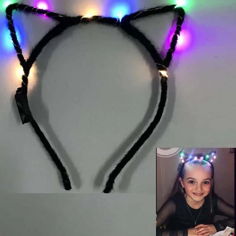 10pcs LED Flashing Cat Ear Headbands for Party, Halloween & Cosplay LED Party Headband Babs