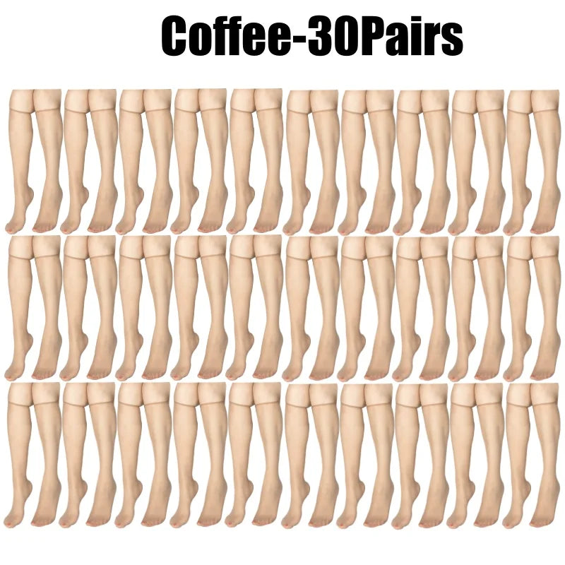 Women's Ultra-Thin Seamless Sheer Stockings | Korean Style Sheer Stockings Babs Coffee-30Pairs One Size