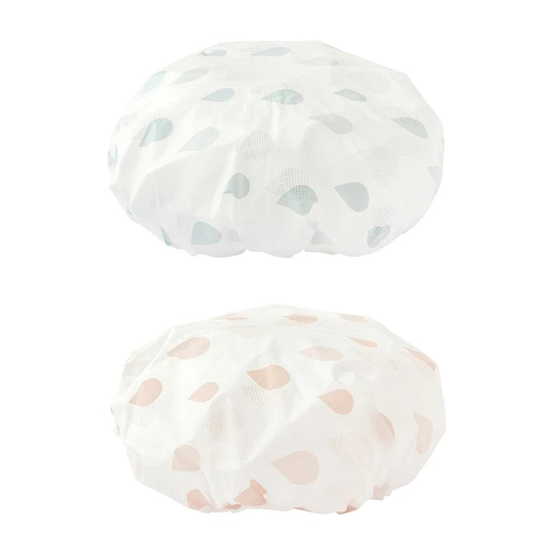 Women's Luxury Reusable Shower Cap – Eco-Friendly Bath & Swim Reusable Shower Cap Babs 2pcs-Blue Pink