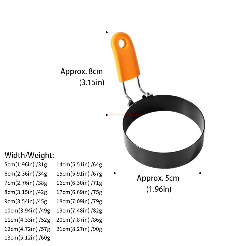 Stainless Steel Fried Egg Ring with Silicone Handle | Non-Stick Egg Ring Mold Babs