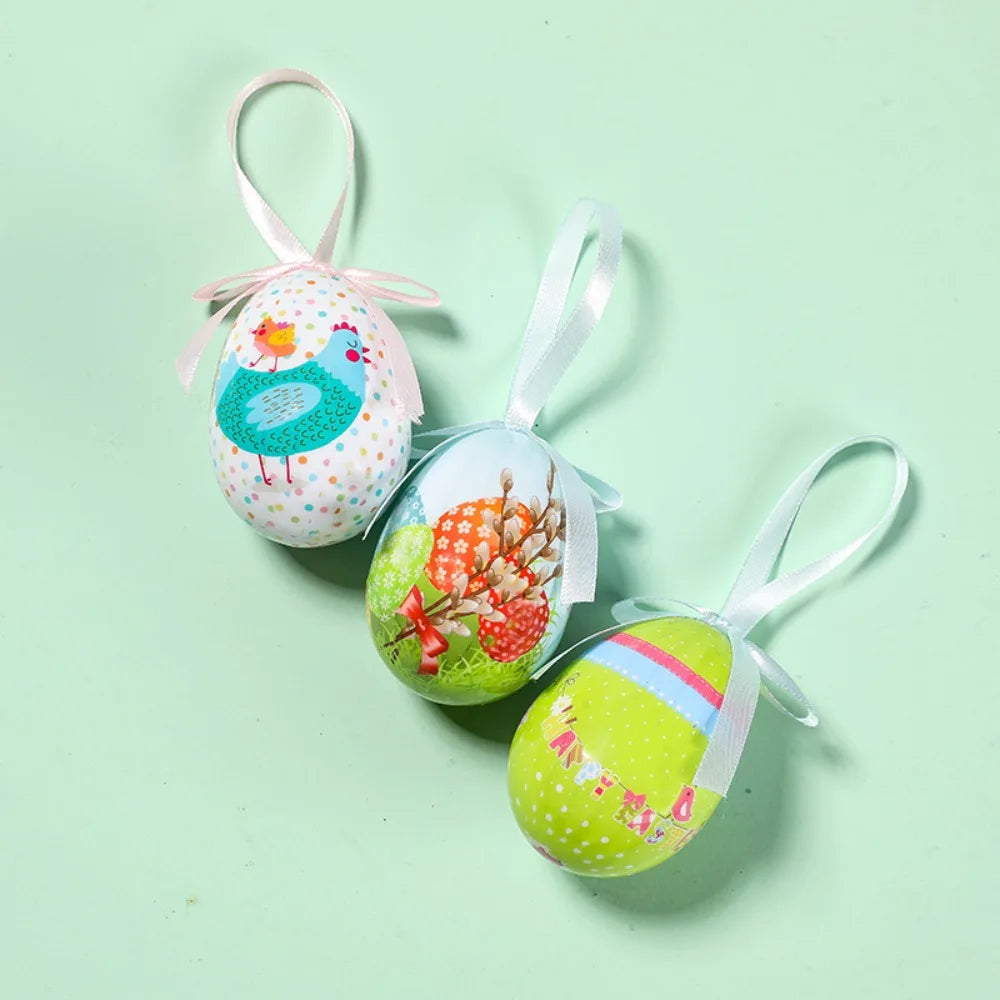 Painted Foam Easter Eggs DIY Pendants – Colorful Set of 3 Easter Egg Ornaments Babs Style G