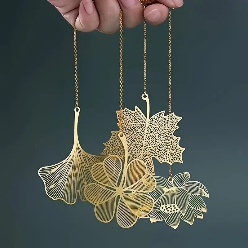 4pcs Golden Hollow Metal Bookmarks with Chains | Gift for Readers Metal Bookmarks Babs