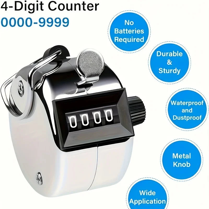 Handheld 4-Digit Metal Tally Counter – Iron Clicker Tool Tally Counter Babs