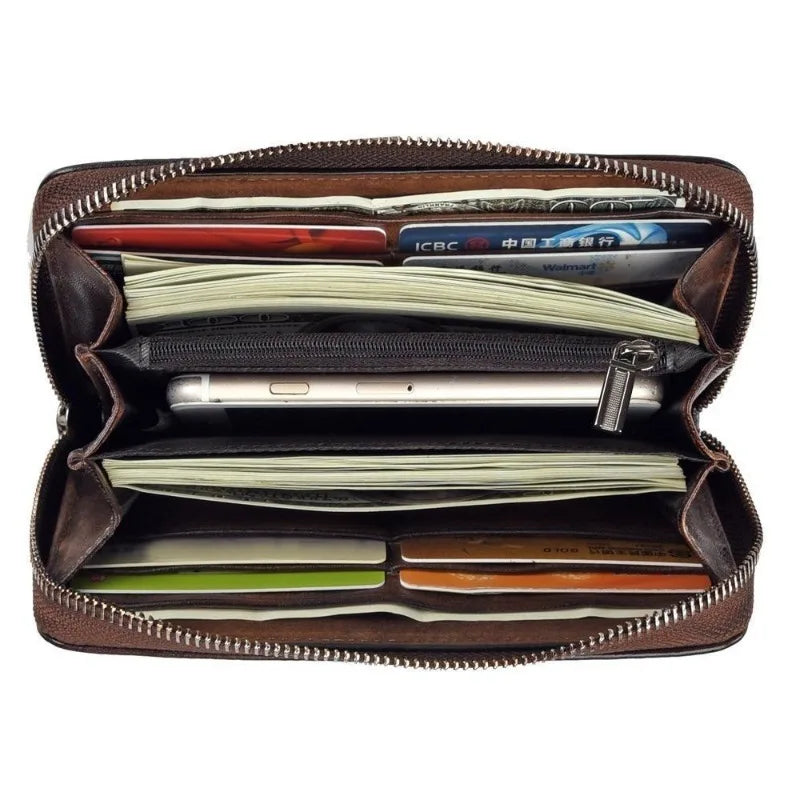 Genuine Leather Clutch Wallet – Golden Fish Embossed Wristlet Leather Clutch Wallet Babs