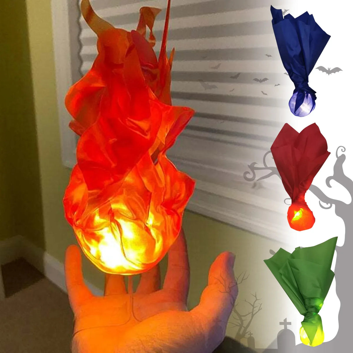 Halloween Floating Fireball LED Prop – Cosplay Flame Light Halloween Party Prop Babs