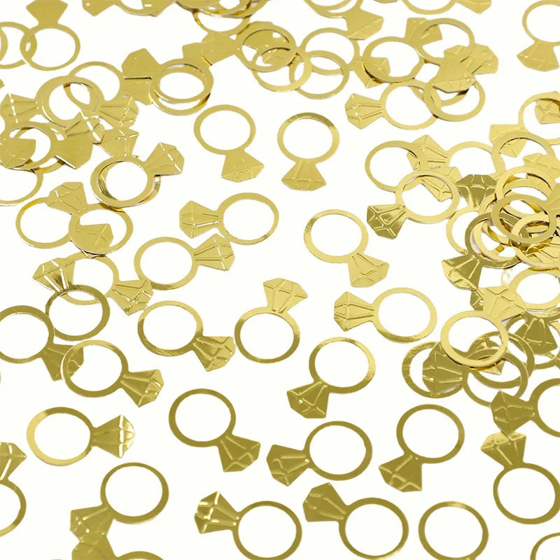 Golden Diamond Ring Confetti for Wedding & Bridal Party (50/100pcs) Party Confetti Decor Babs