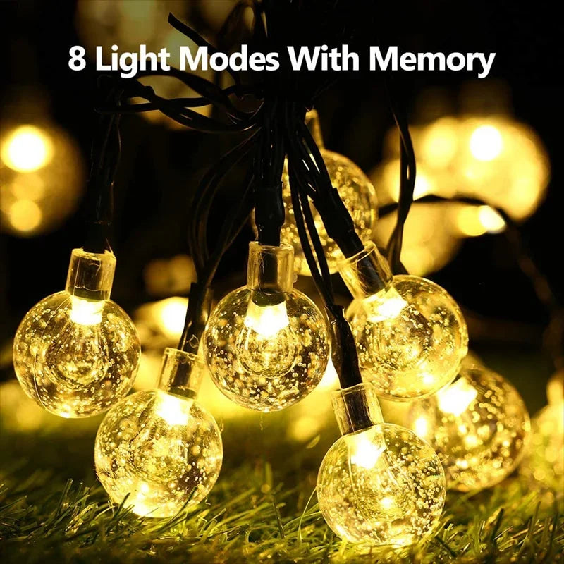 Solar String Lights 60 LED Crystal Globe Outdoor 8 Modes Solar String Lights Babs