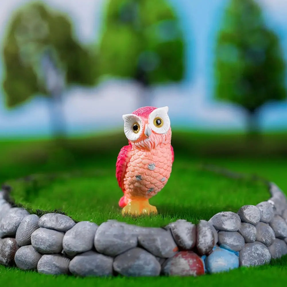 Cute Mini Resin Owl Ornament – Micro Landscape Scene Decor Resin Figurine Ornament Babs