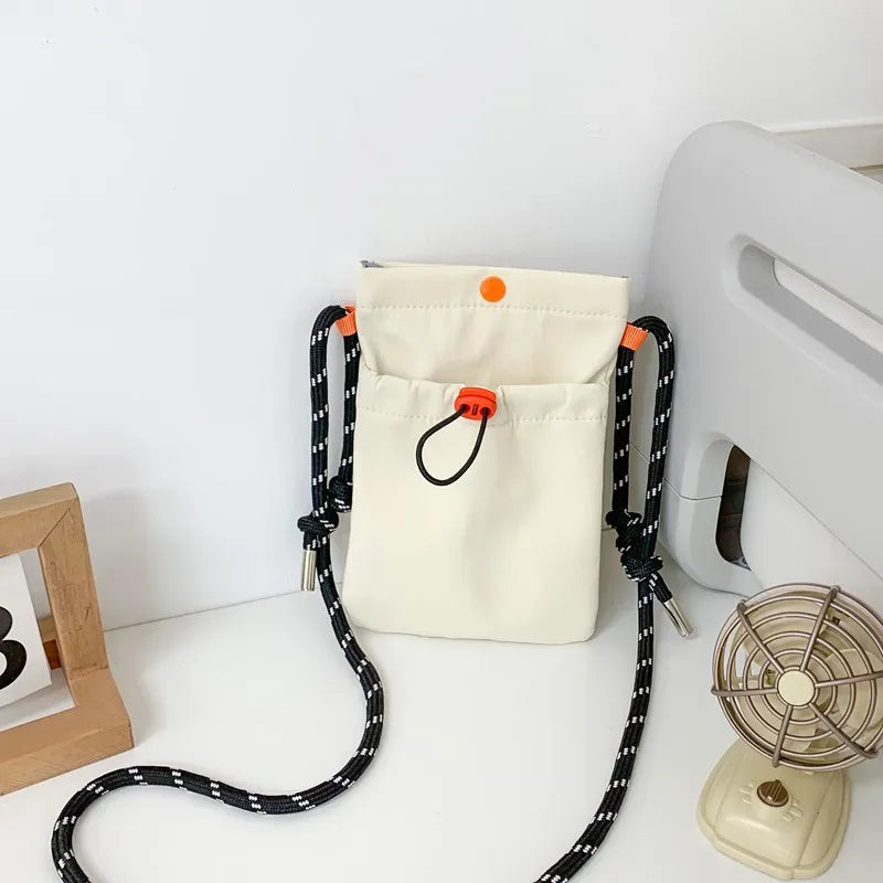Nylon Crossbody Mini Bag Phone Wallet Multifunctional Shoulder Purse Crossbody Shoulder Bag Babs Beige 13x19cm