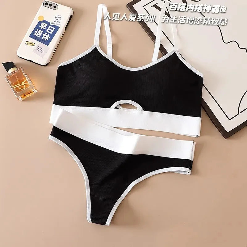 Women's Seamless Push Up Bra & Panties Set – Cotton Lingerie Lingerie Bra Set Babs black One Size