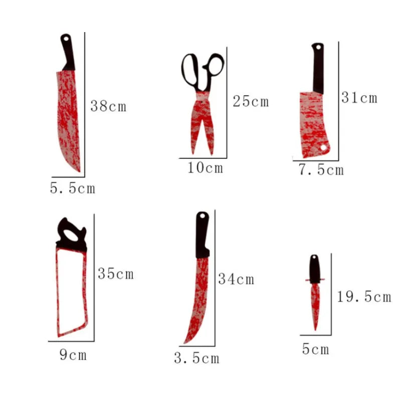 Halloween Hanging Bloody Knife Banner Horror Prop – 1-4 Sets Halloween Party Prop Babs