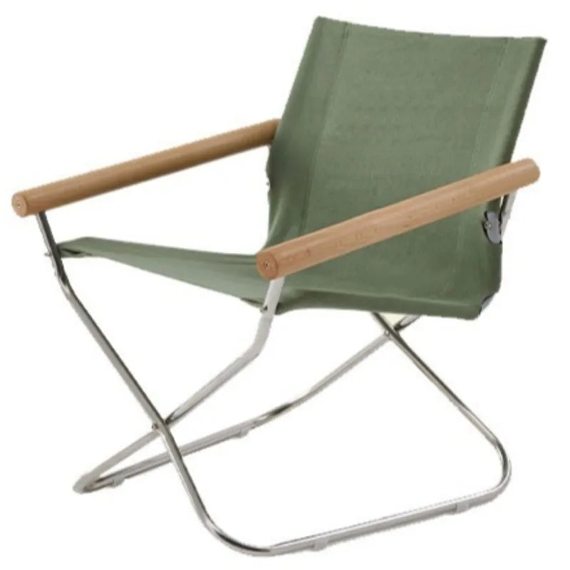 Portable Folding Armchair – Modern Minimalist Indoor & Outdoor Folding Armchair Babs Green-Log Arm