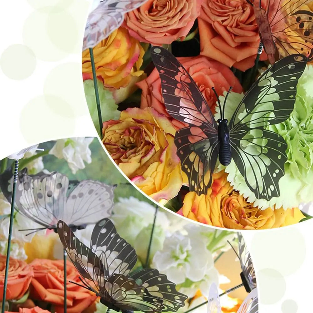 25pcs Black White Butterfly Garden Stakes – Transparent Wings 8cm Garden Decor Stakes Babs