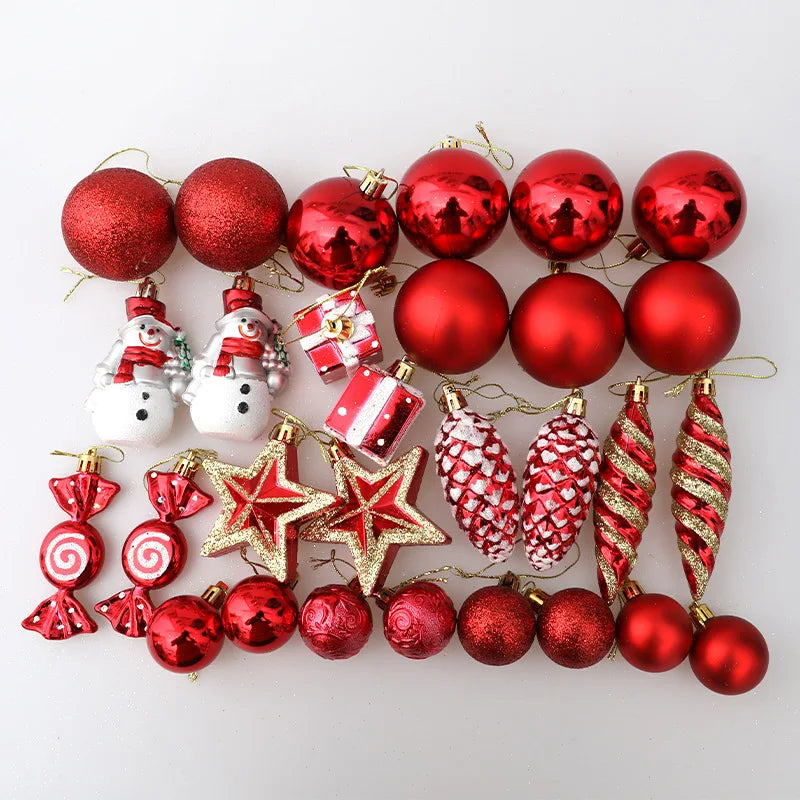 Red Christmas Tree Ball & Candy Cane Ornament Set | Big Pendants Christmas Ornament Set Babs
