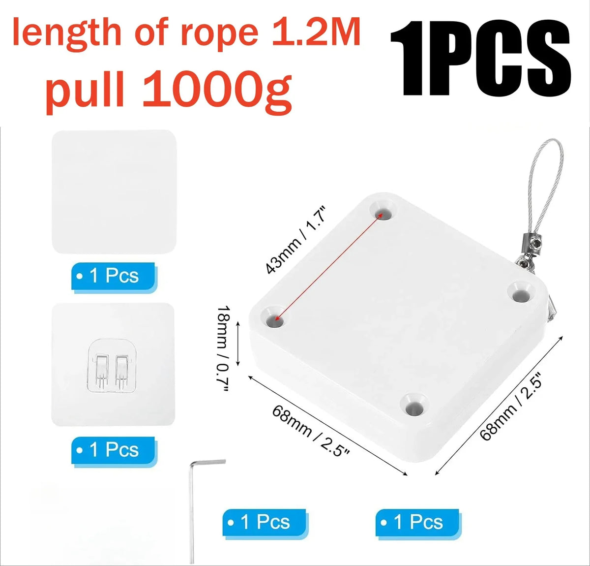 Punch-Free Automatic Door Closer – 500g–1000g Wire Rope Automatic Door Closer Babs 1000G Pull-1PCS