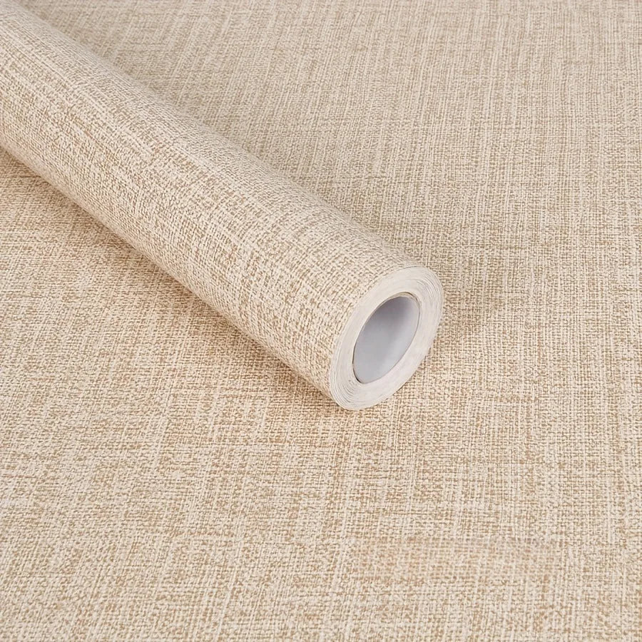 Vintage Linen Self-Adhesive Wallpaper – Peel & Stick Vinyl Peel & Stick Wallpaper Babs Brown 40cmx3m