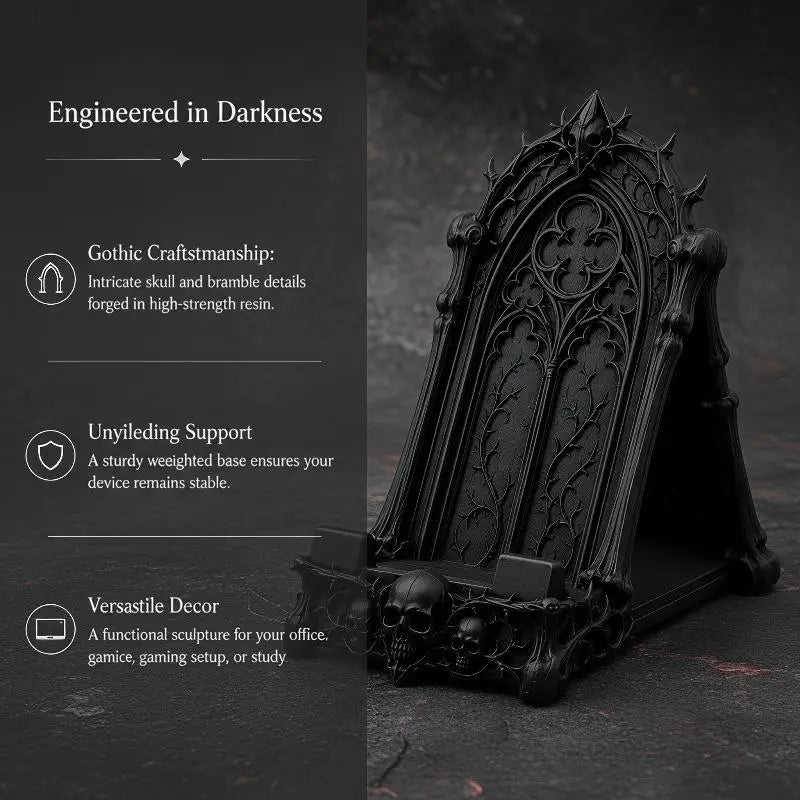 Gothic Skull Phone Stand – Dark Desktop Phone Holder Decorative Phone Stand Babs