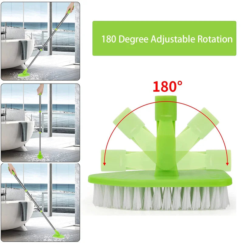 Telescopic 3-in-1 Scrub Brush with Sponge Pads | 18"–37" Handle Telescopic Cleaning Brush Babs