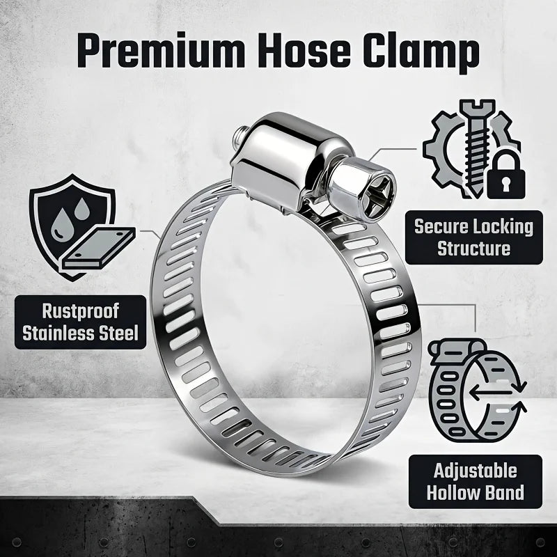 25Pcs Stainless Steel Hose Clamps Kit – Worm Gear Adjustable Hose Clamp Kit Babs