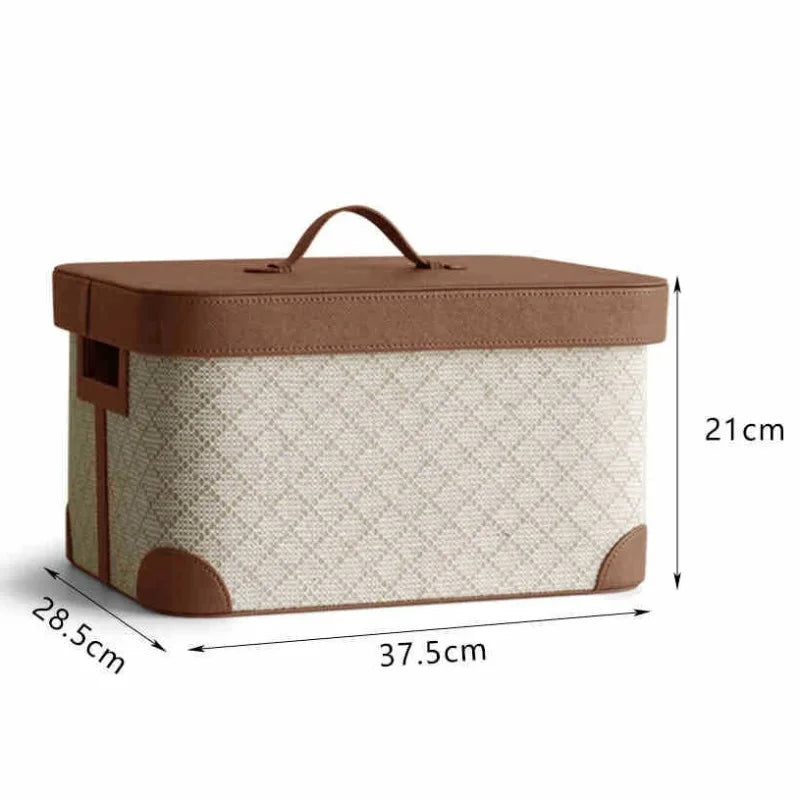 Large Leather Storage Box with Lid – Retro Luxury Organizer Leather Storage Box Babs Brown Lid-Small
