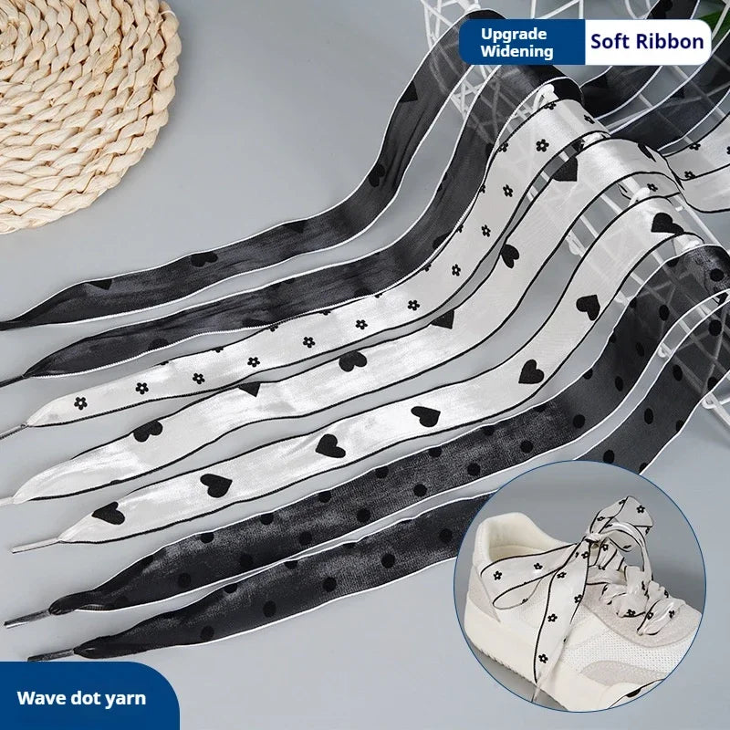 Polka Dot Yarn Flat Shoelaces – Fun Decorative Sneaker Laces Decorative Shoelaces Babs