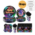 Fluorescent Halloween Party Tableware Set – Plates, Napkins & Tablecloth Disposable Party Tableware Babs Bag 3Bags